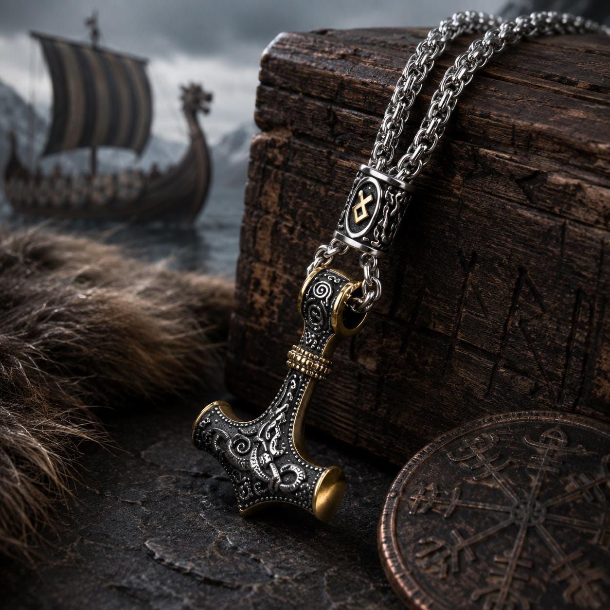 Viking Thor's Hammer Necklace - Thor's Hammer Necklace · Viking Mjolnir Pendant · Norse Rune