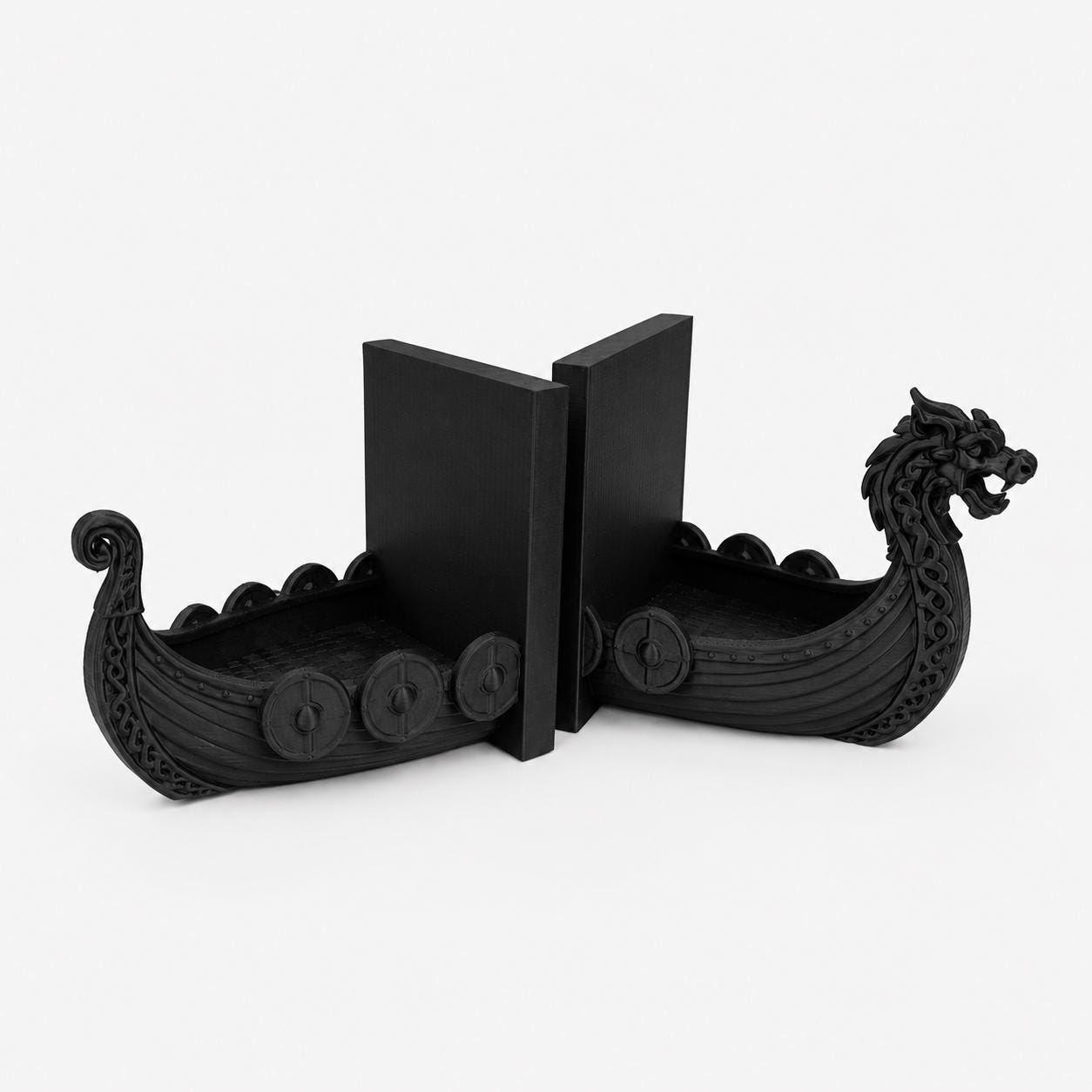 Viking Longship Home Decor - Viking Ship Bookends Set of 2, Norse Dragon Book Ends, Viking Longship