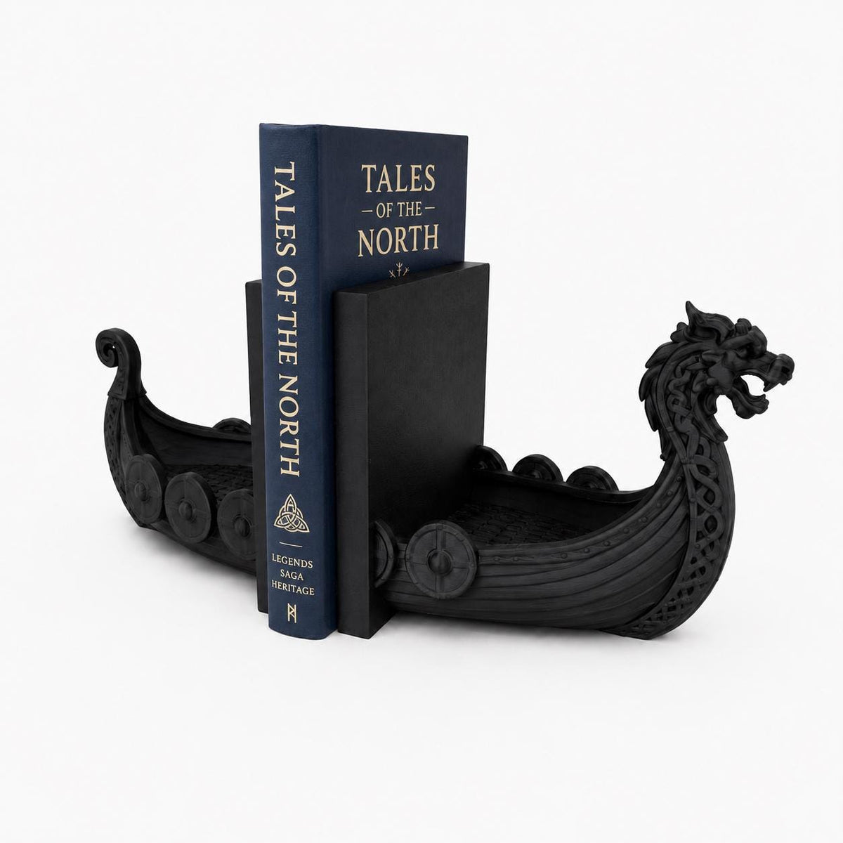 Viking Longship Home Decor - Viking Ship Bookends Set of 2, Norse Dragon Book Ends, Viking Longship