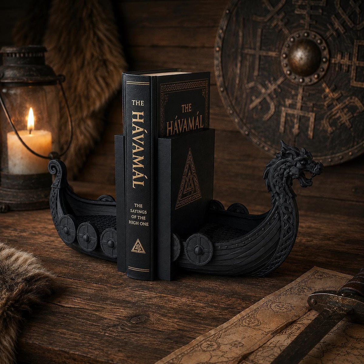 Viking Home Decor - Viking Ship Bookshelf Decor