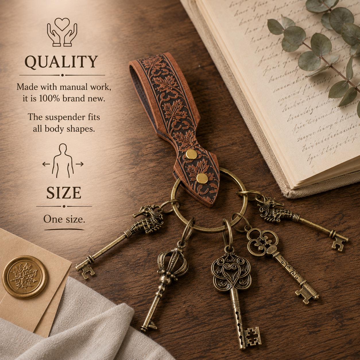 Viking Ring - Medieval Leather Belt Key Holder, Renaissance Keychain Belt Loop, Viking Cosplay