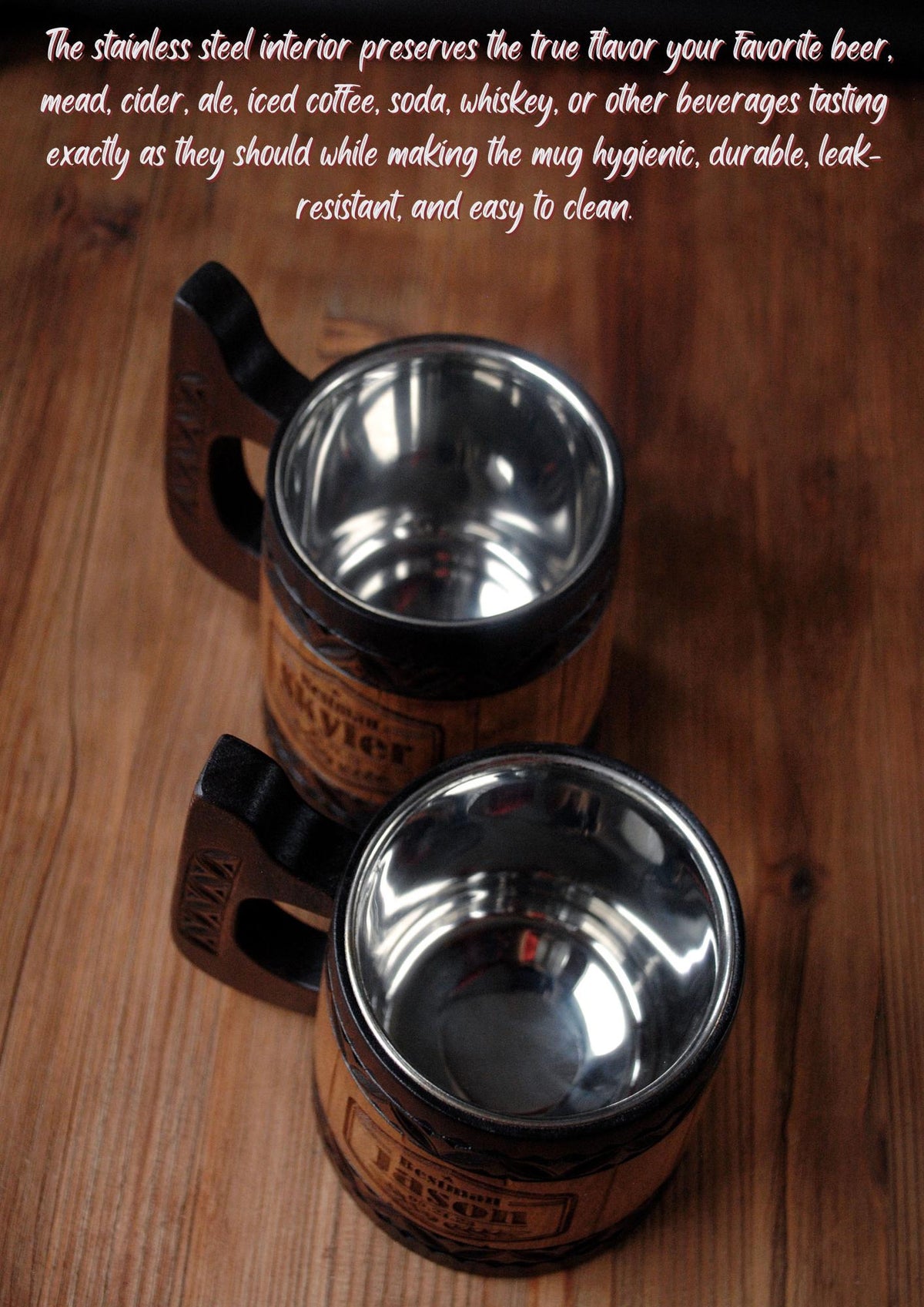 Viking Mug - Personalized Viking Tankard, Wooden Beer Mug, Celtic Knots, Engraved groomsman Cup