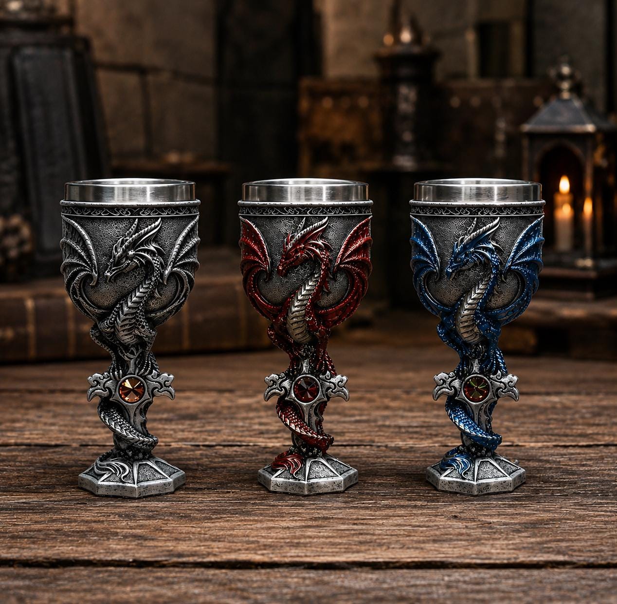 Viking Mug - Norse Warrior & Dragon Handle Stainless Steel Ale Mug