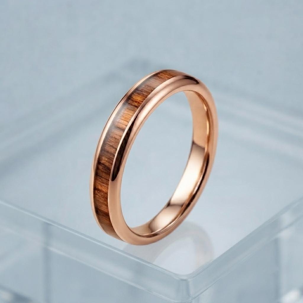 Viking Rune Ring Wood 8mm, Silver Tungsten Norse Ring for Men, Koa Wood Wedding Band, Ancient