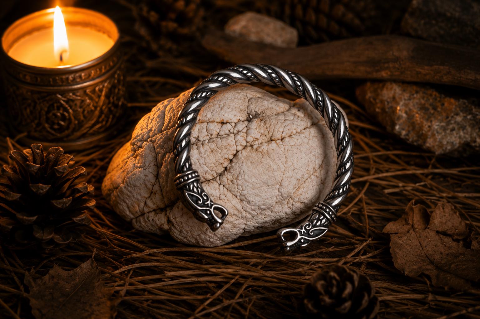 Viking Wolf Bracelet - Antique Fenrir Bracelet, Fenrir Viking Bracelet, wolf head mans bracelet