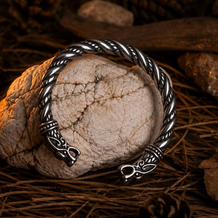Viking Ring - Bronze Viking Dragon Knot Bracelet or Torc in the Mammen Art Style - Jewelry for Men
