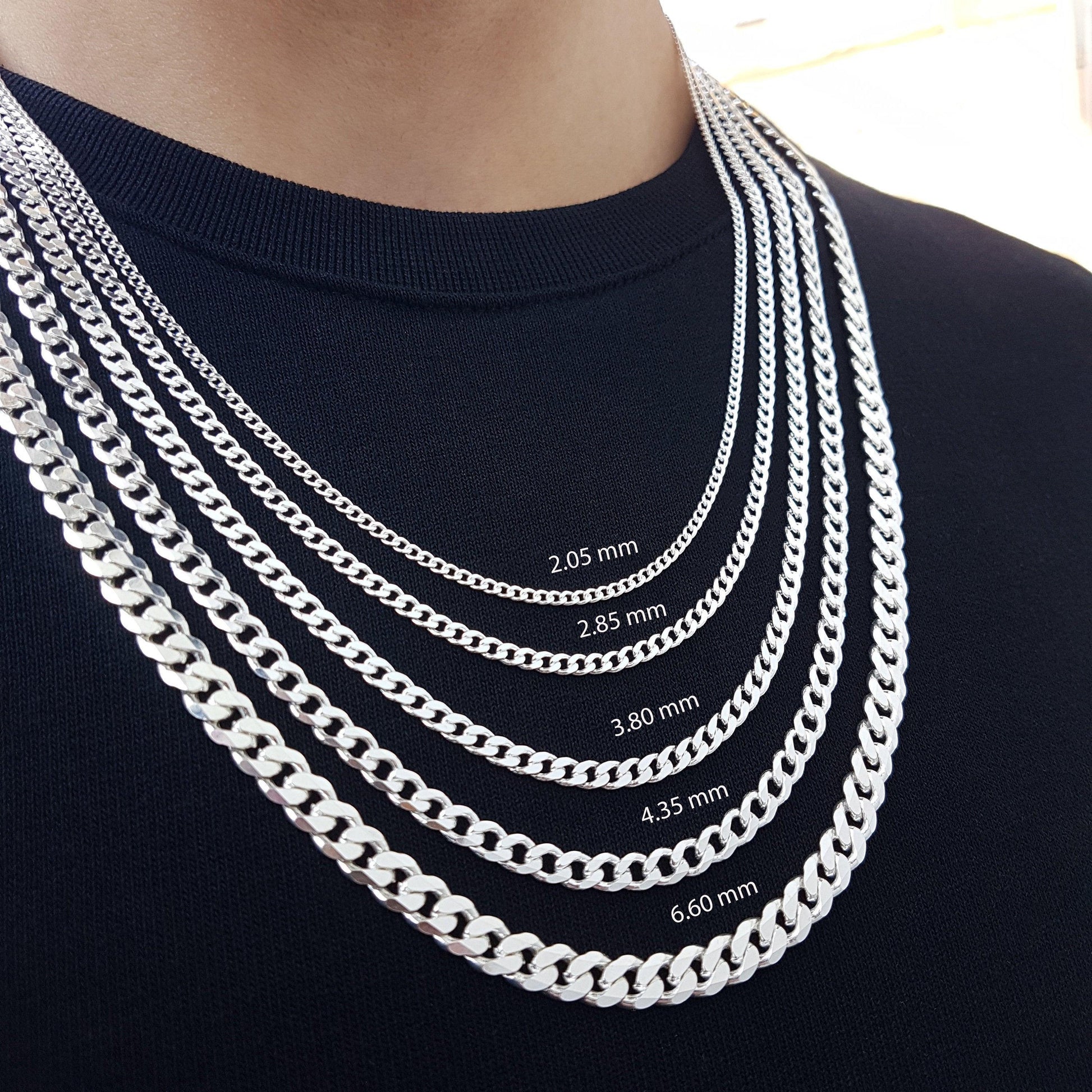 Viking Necklace - Oxidized Silver Square Byzantine Chain Necklace, 925 Sterling Silver Viking