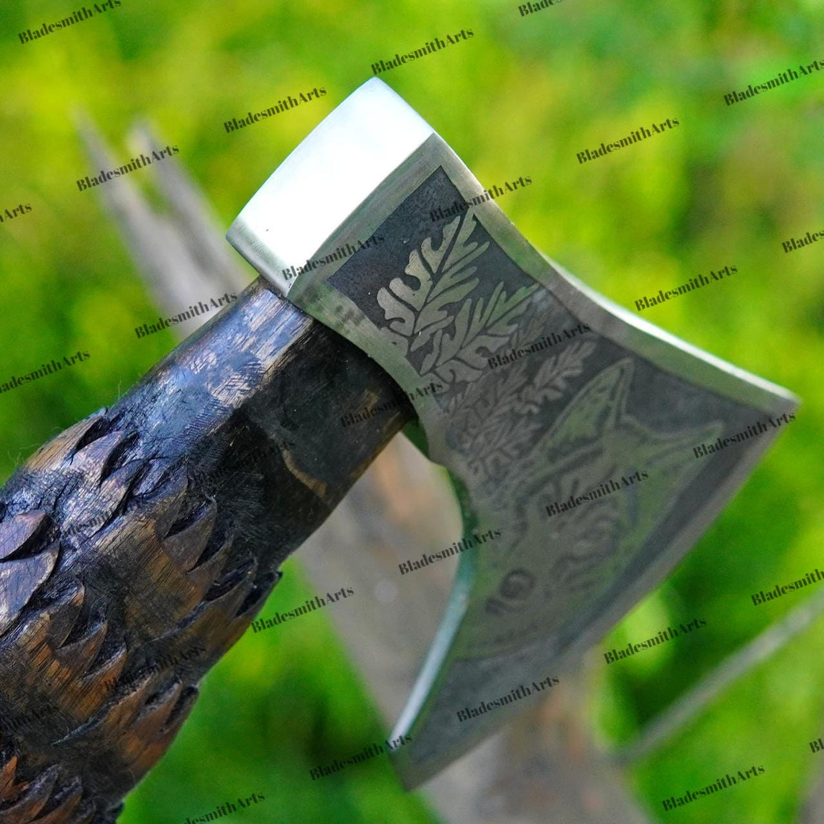 Viking Wolf Weapon Replica - Handmade Viking Raven Axe, Wolf Axe, Norse Hatchet, Medieval Axe