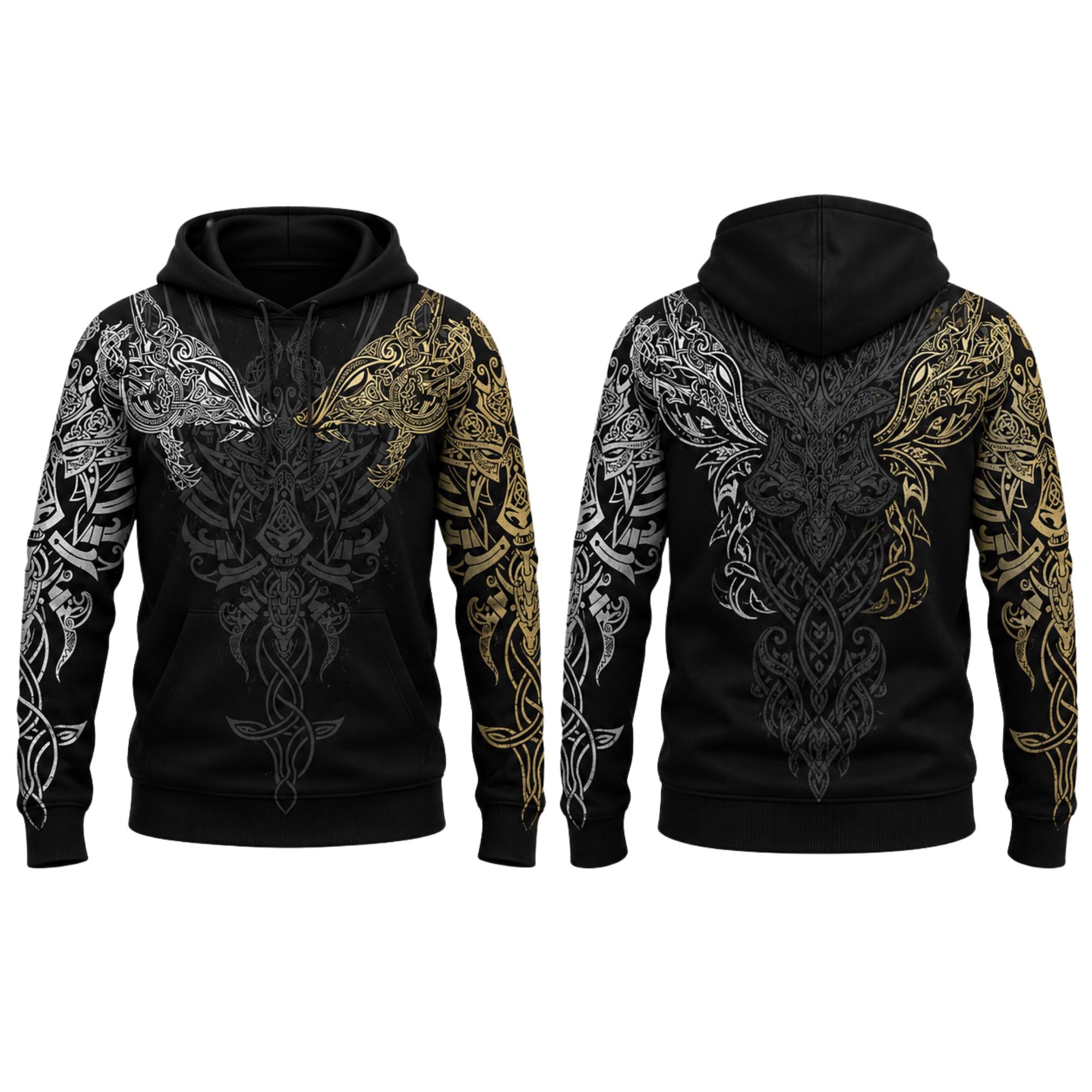 Viking Odin Hoodie - Viking Odin Raven Hoodie, Norse Mythology Valhalla Gift Pullover for Men and