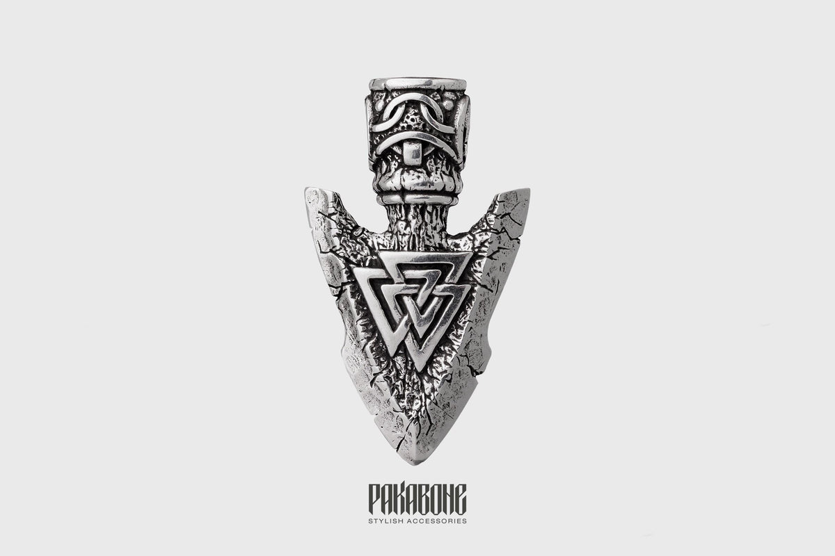 Viking Odin Necklace - Viking Necklace Odin's Spear Gungnir with Valknut Norse Pendant Gift for Men