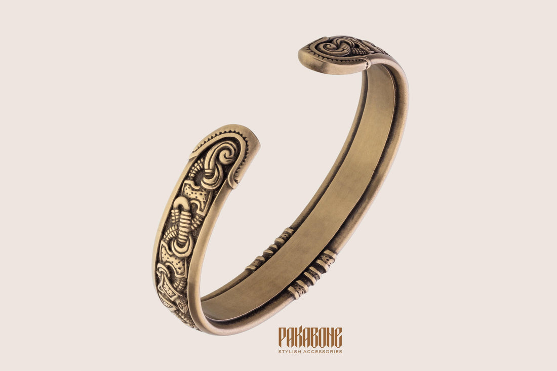 Viking Bracelet - Norse Bracelet - Viking Bronze Cuff - Norse Art Jelling Style - Viking Jewelry