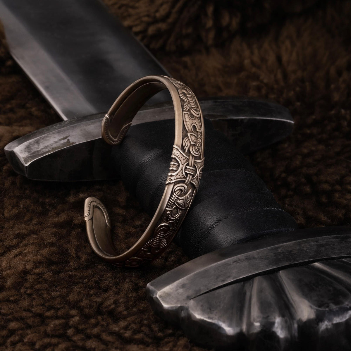 Viking Bracelet - Norse Bracelet - Viking Bronze Cuff - Norse Art Jelling Style - Viking Jewelry