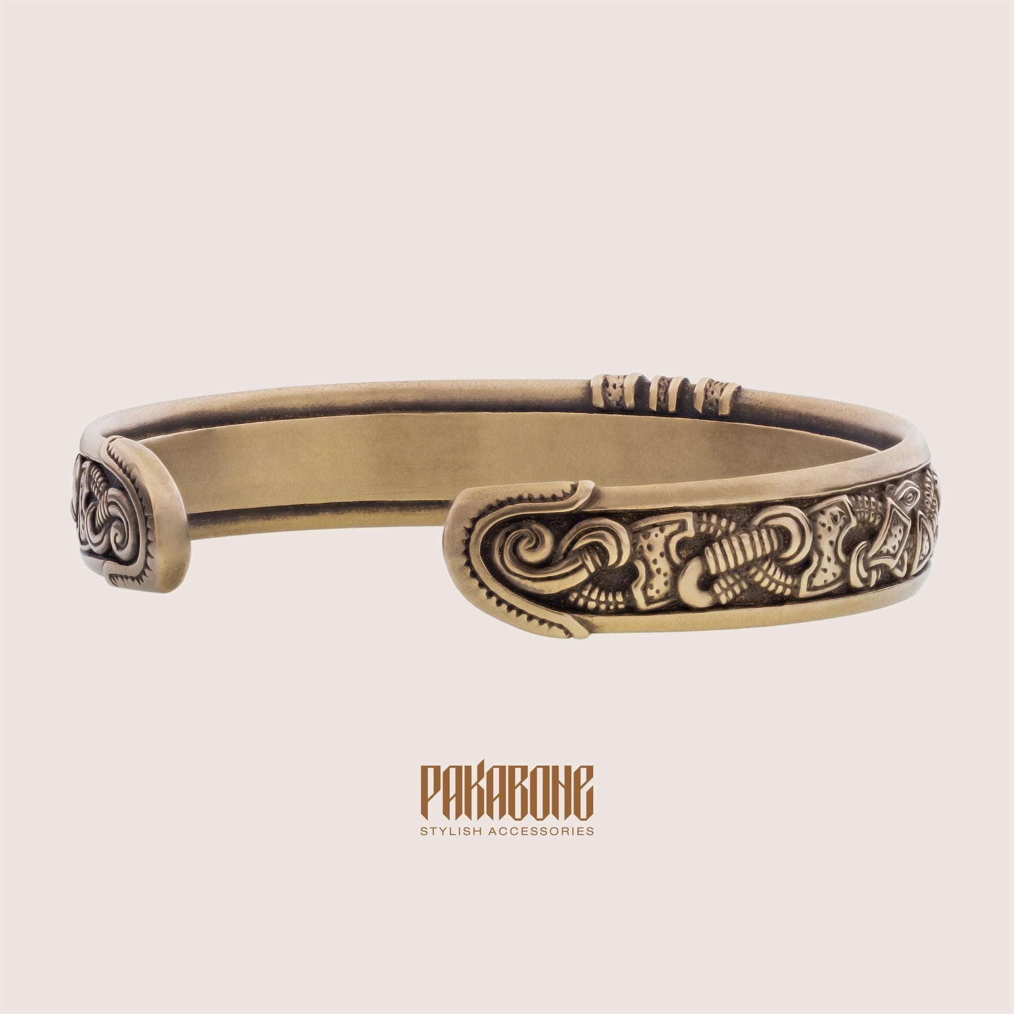 Viking Bracelet - Norse Bracelet - Viking Bronze Cuff - Norse Art Jelling Style - Viking Jewelry