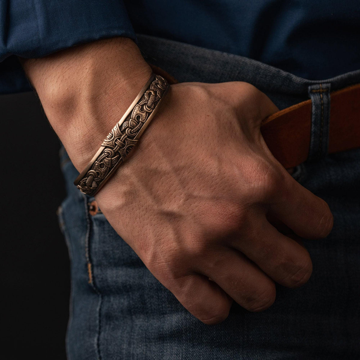 Viking Bracelet - Norse Bracelet - Viking Bronze Cuff - Norse Art Jelling Style - Viking Jewelry