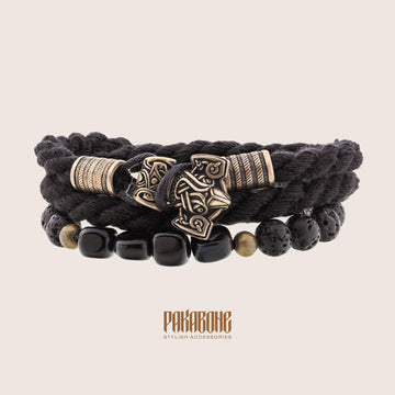 Viking Thor's Hammer Bracelet - Viking Bracelet Set with Thor's Hammer Gift for Men and Women