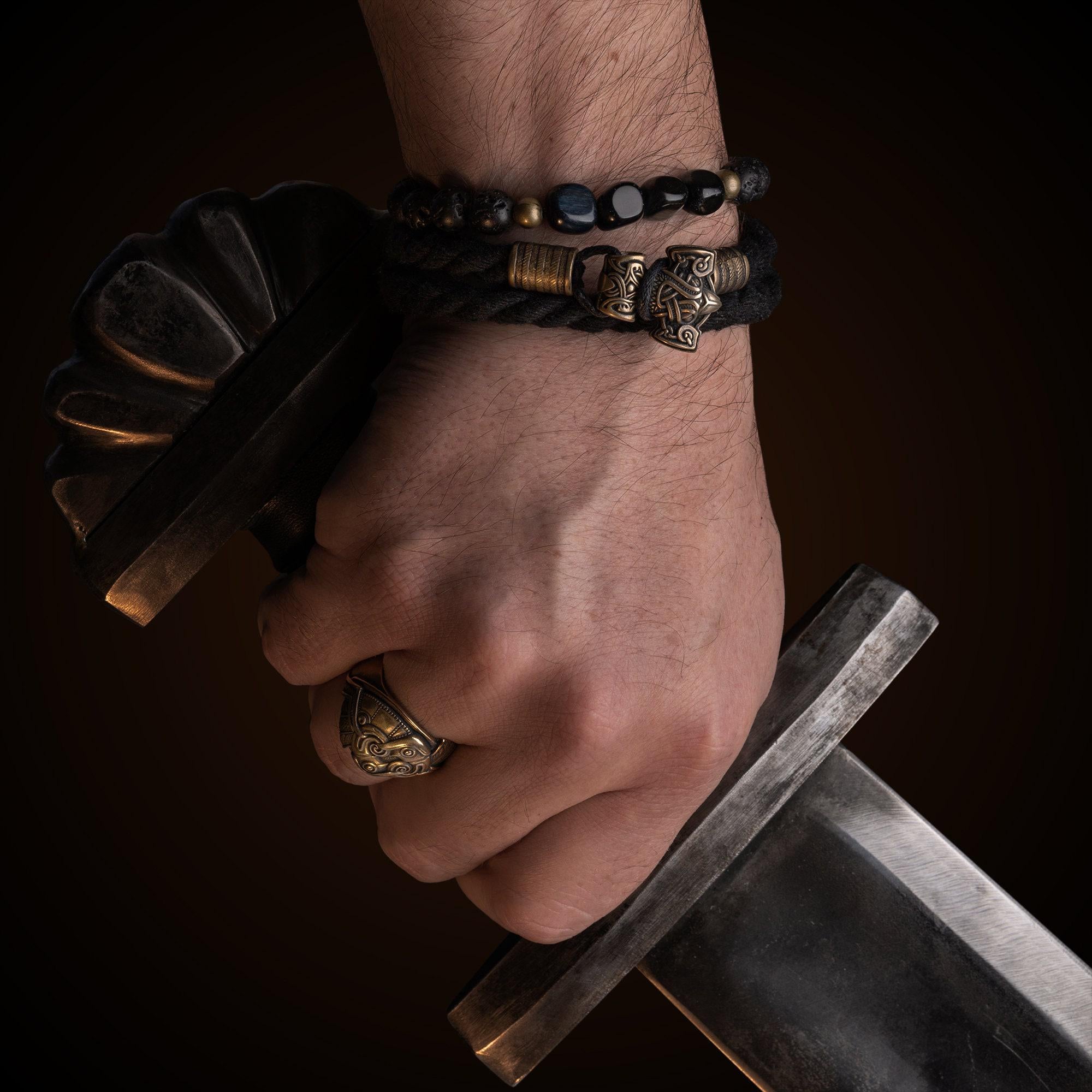Viking Thor's Hammer Bracelet - Matching Viking Bracelet Set, Mjolnir Norse Couple Bracelets, His