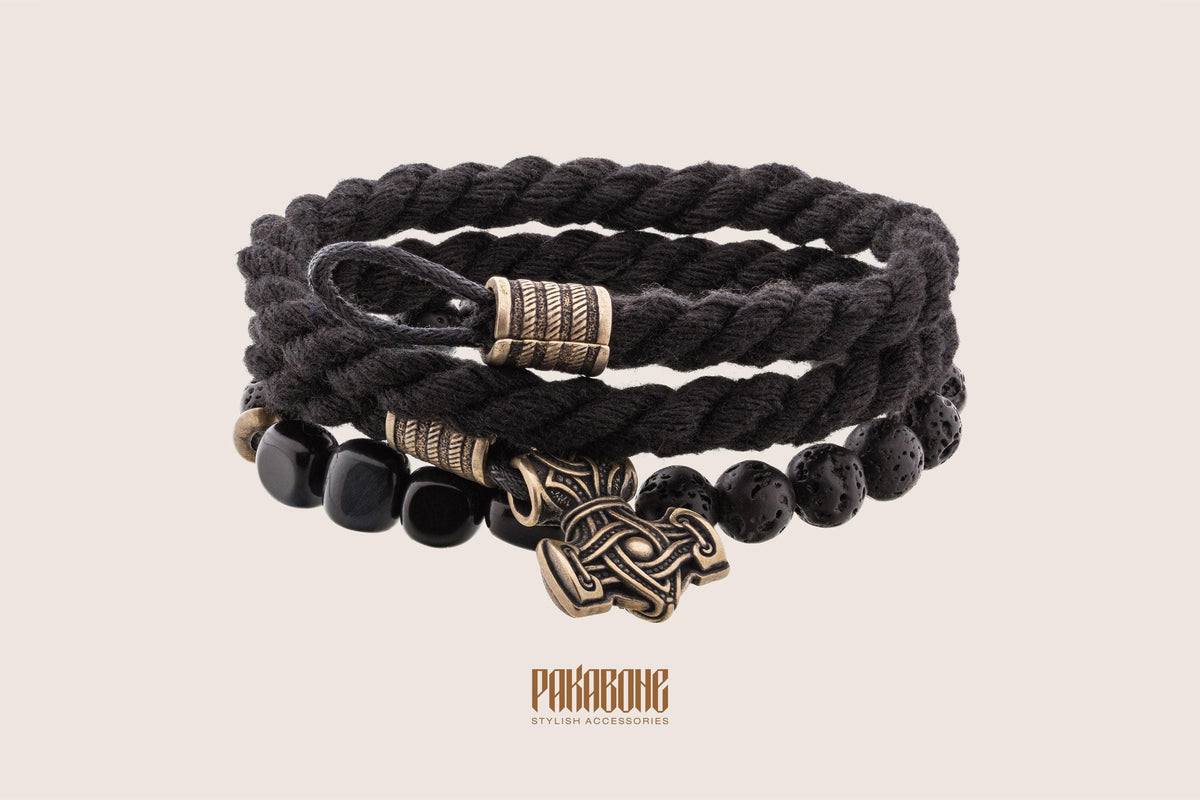Viking Thor's Hammer Bracelet - Matching Viking Bracelet Set, Mjolnir Norse Couple Bracelets, His