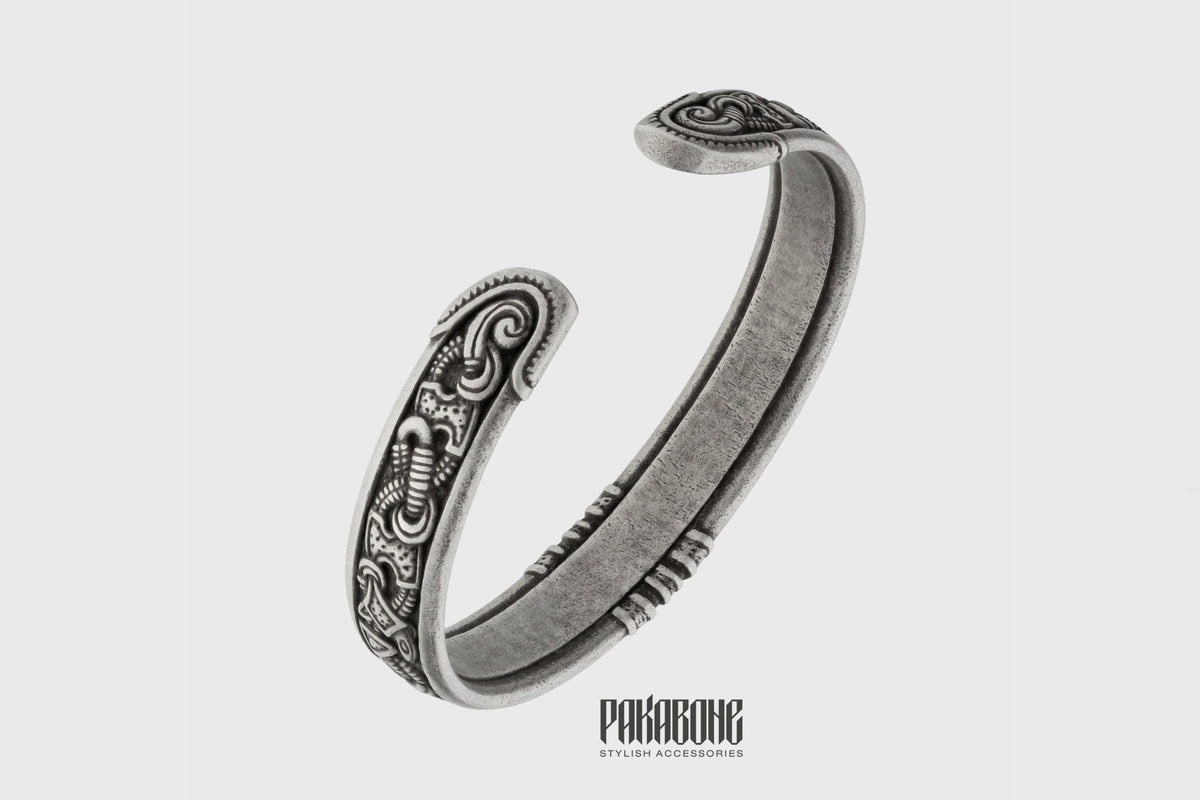 Viking Bracelet - Norse Bracelet - Viking Bronze Cuff - Norse Art Jelling Style - Viking Jewelry