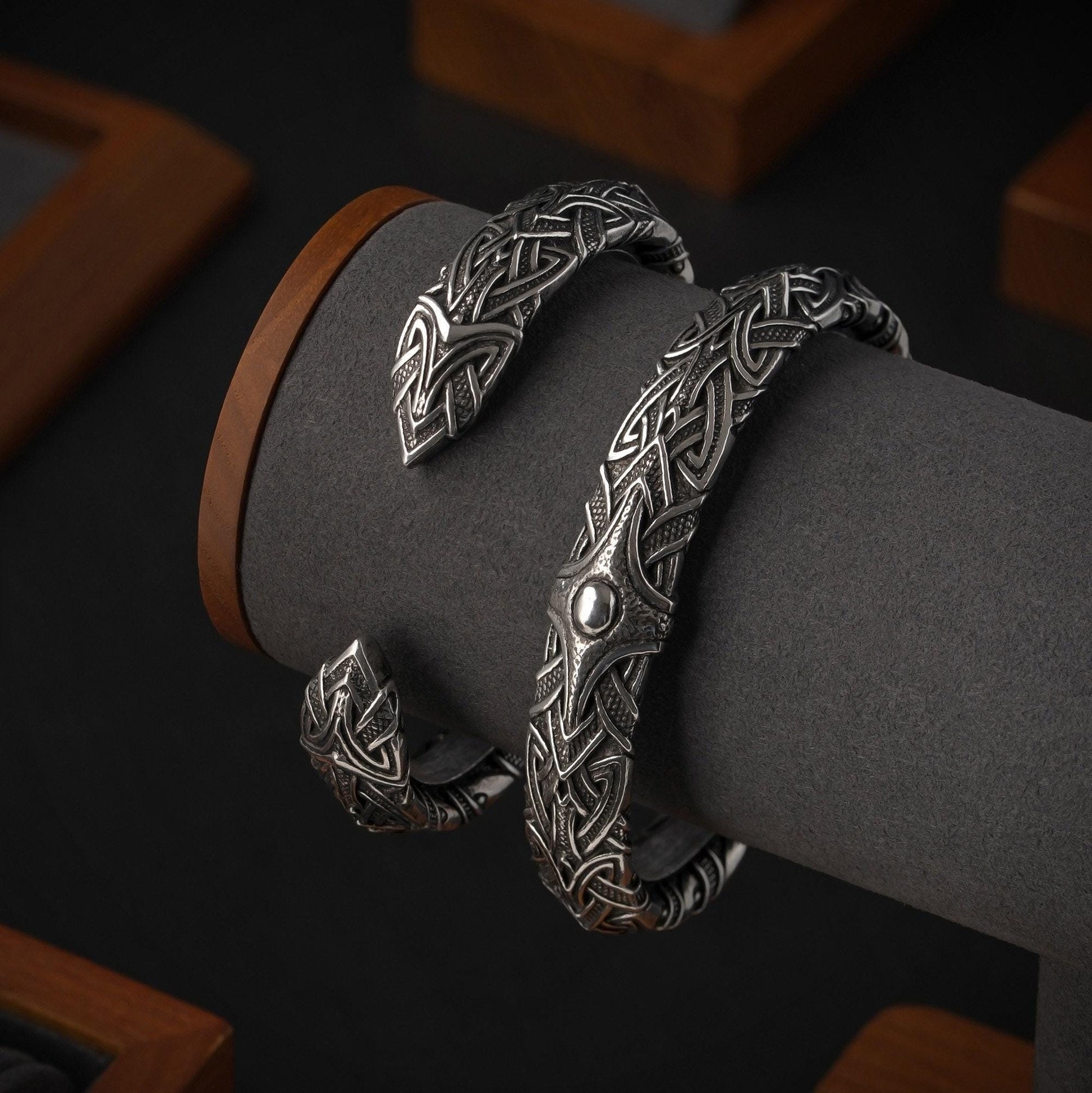 Viking Ring - Bronze Viking Dragon Knot Bracelet or Torc in the Mammen Art Style - Jewelry for Men