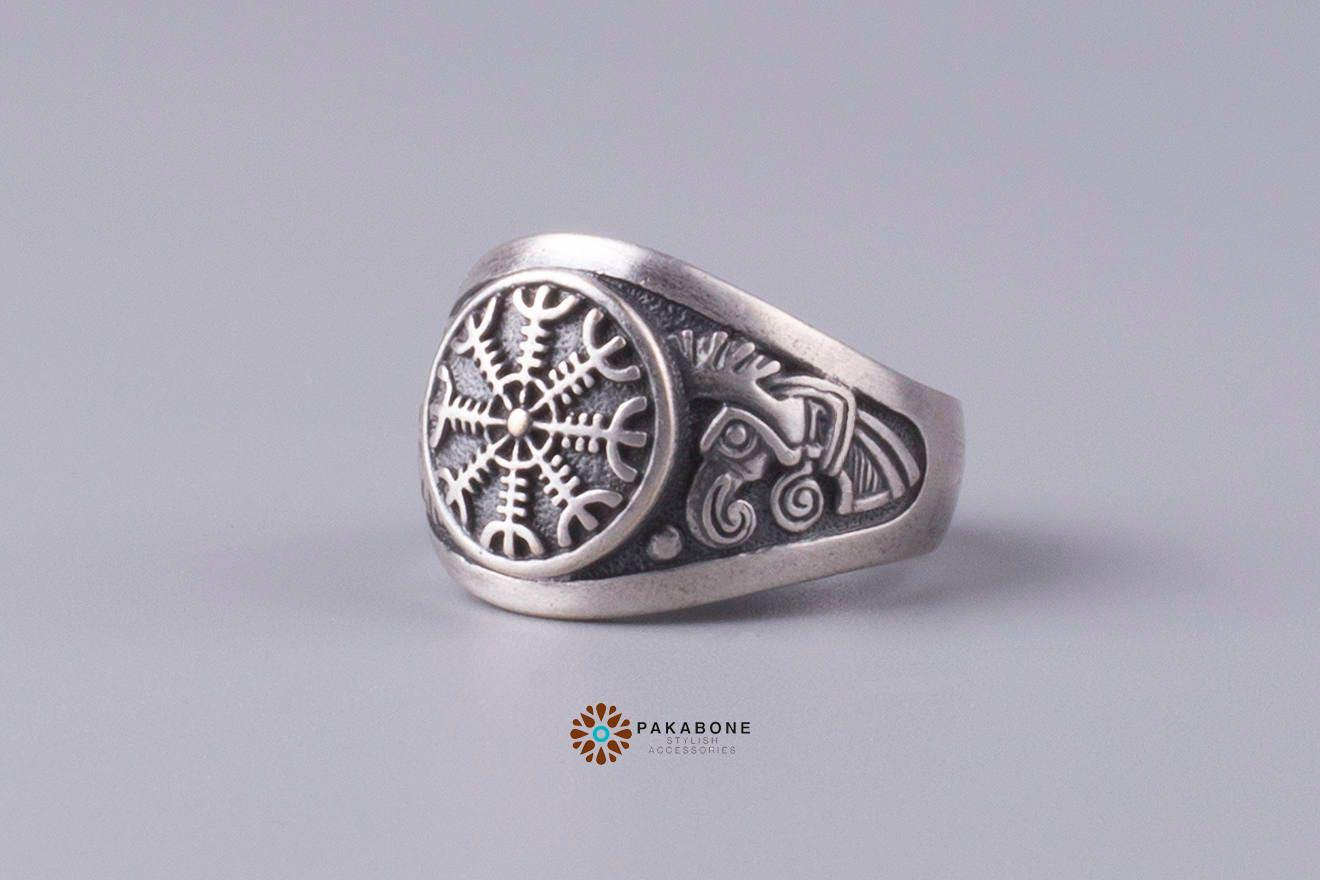 Viking Odin Ring - Huginn and Muninn Ring 925 Sterling Silver, Odin Ravens Viking Ring, Norse