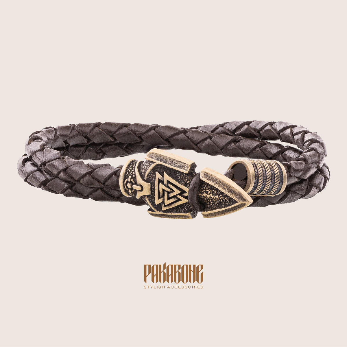 Viking Thor's Hammer Bracelet - Mjolnir Bracelet with Thor Hammer, Braided Viking Leather Bracelet