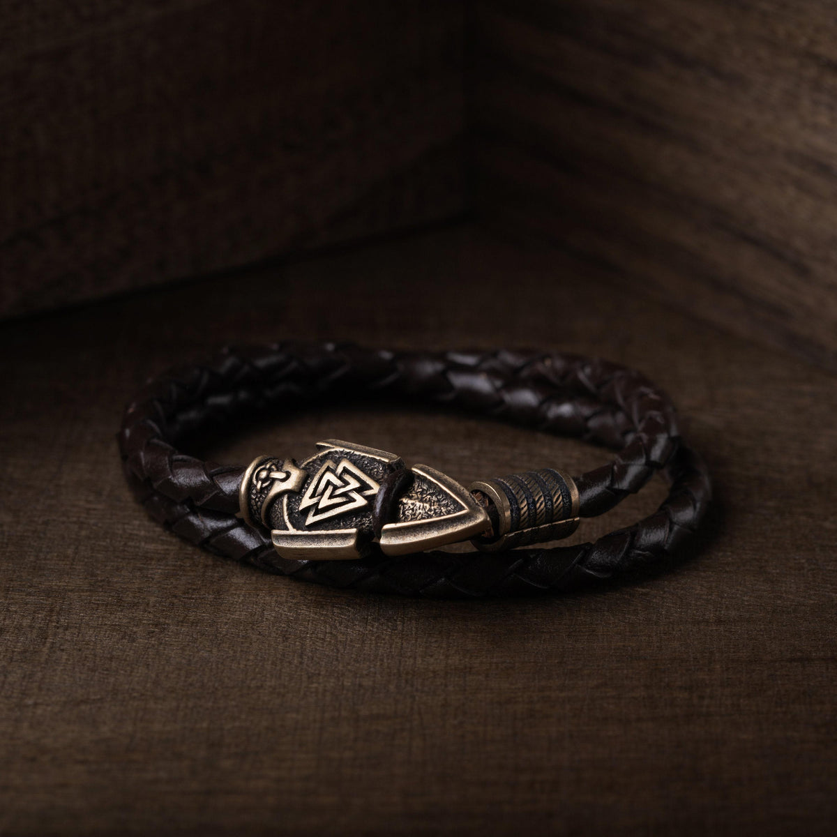 Viking Odin Bracelet - Viking Leather Bracelet with Odin's Spear Gift for Men and Women Norse