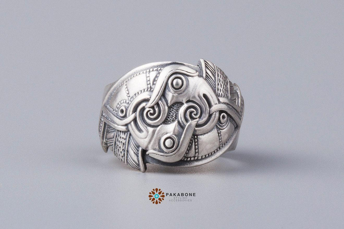 Viking Odin Ring - Huginn and Muninn Ring 925 Sterling Silver, Odin Ravens Viking Ring, Norse