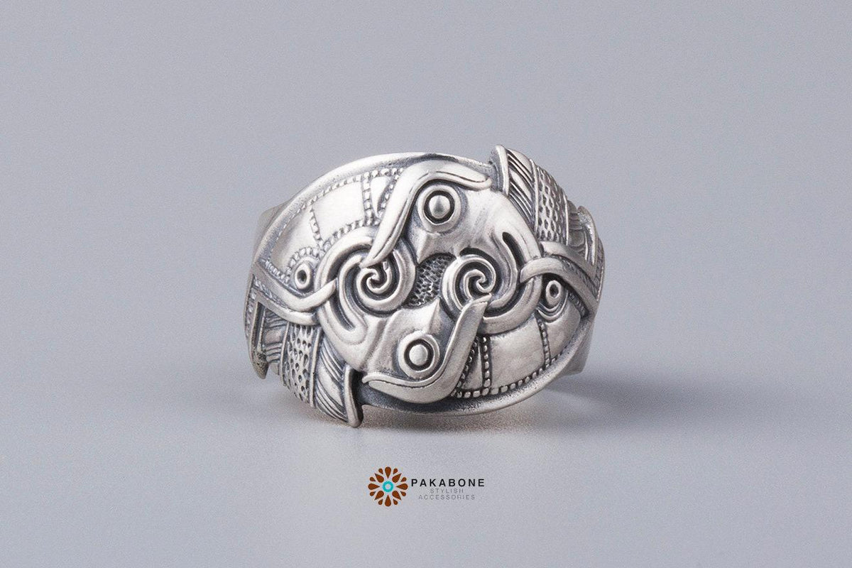 Viking Odin Ring - Huginn and Muninn Ring 925 Sterling Silver, Odin Ravens Viking Ring, Norse