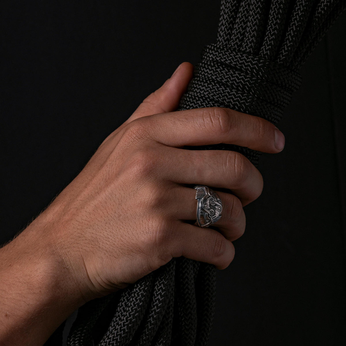 Viking Odin Ring - Huginn and Muninn Ring 925 Sterling Silver, Odin Ravens Viking Ring, Norse