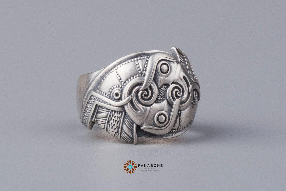 Viking Odin Ring - Huginn and Muninn Ring 925 Sterling Silver, Odin Ravens Viking Ring, Norse