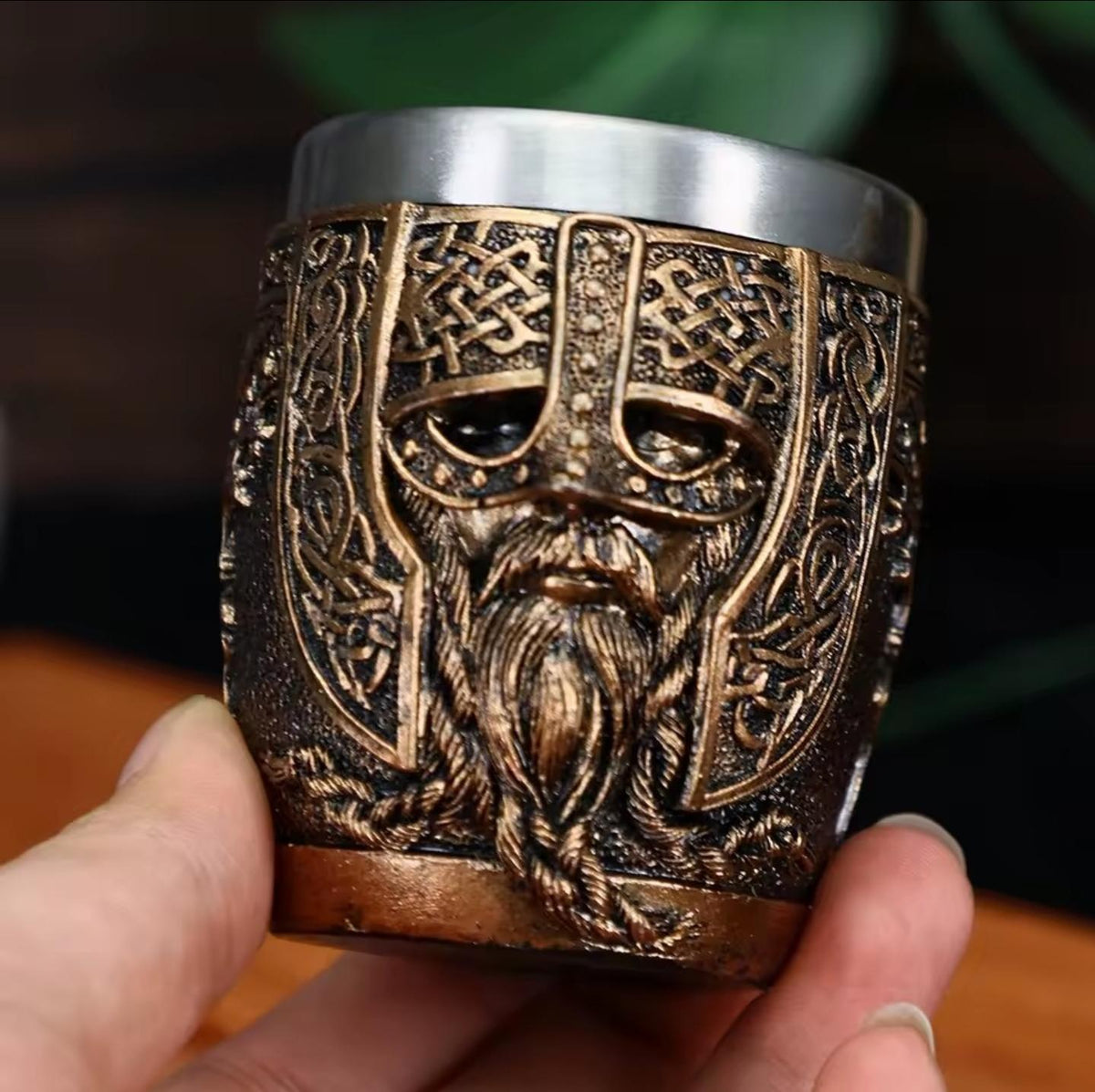 Viking Mug - Norse Warrior & Dragon Handle Stainless Steel Ale Mug