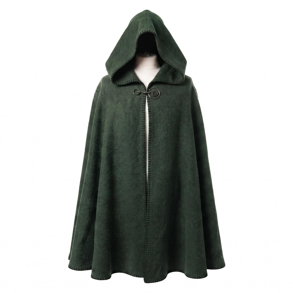 Viking Jacket - Dark Green Leather Hooded Poncho, Medieval Fantasy Cape, Viking Cloak, Renaissance