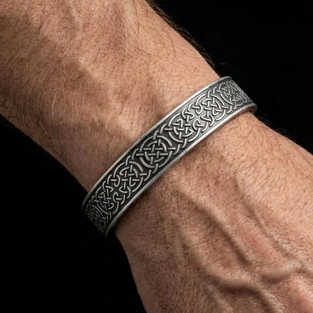 Viking Bracelet - Viking Celtic Knot Cuff Bracelet, Nordic Triskele Stainless Steel Bangle for Men