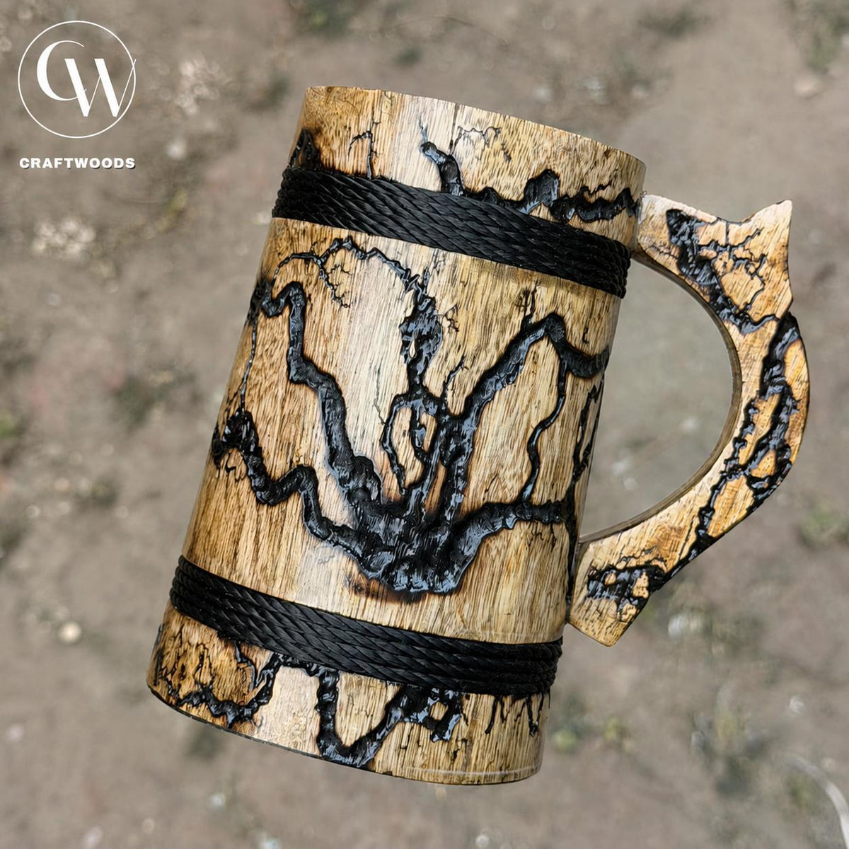 Viking Mug - Handcrafted Wooden Beer Mug: Rustic Viking Tankard with Stainless Steel Lining
