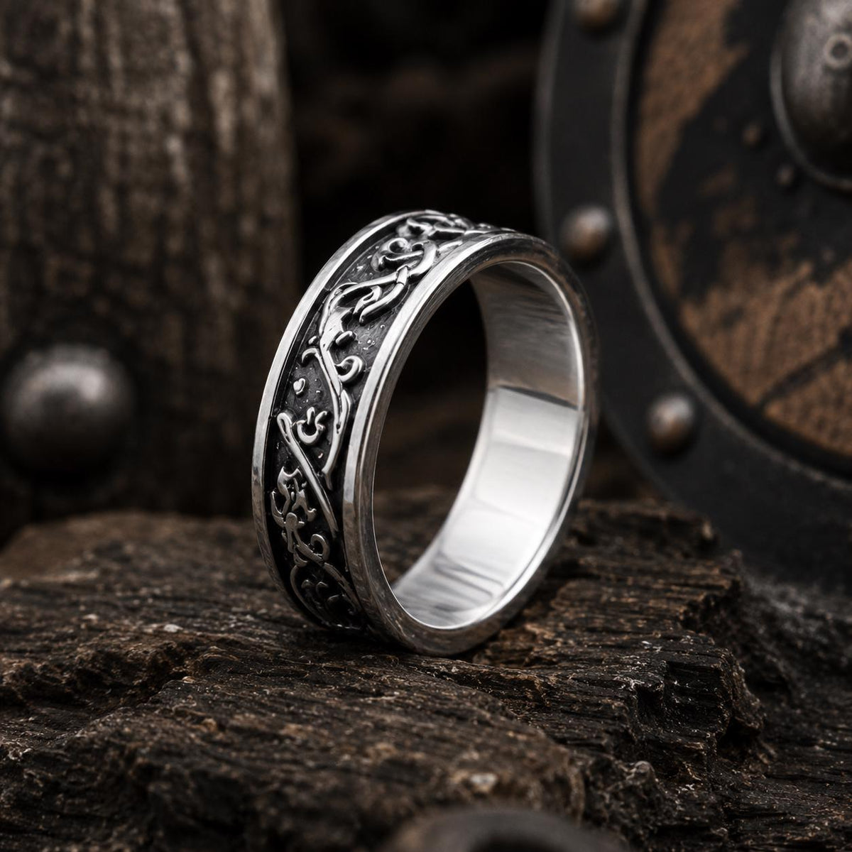 Viking Rune Ring Set of 3 · Norse Stainless Steel Band · Elder Futhark · Nordic Warrior Ring Men