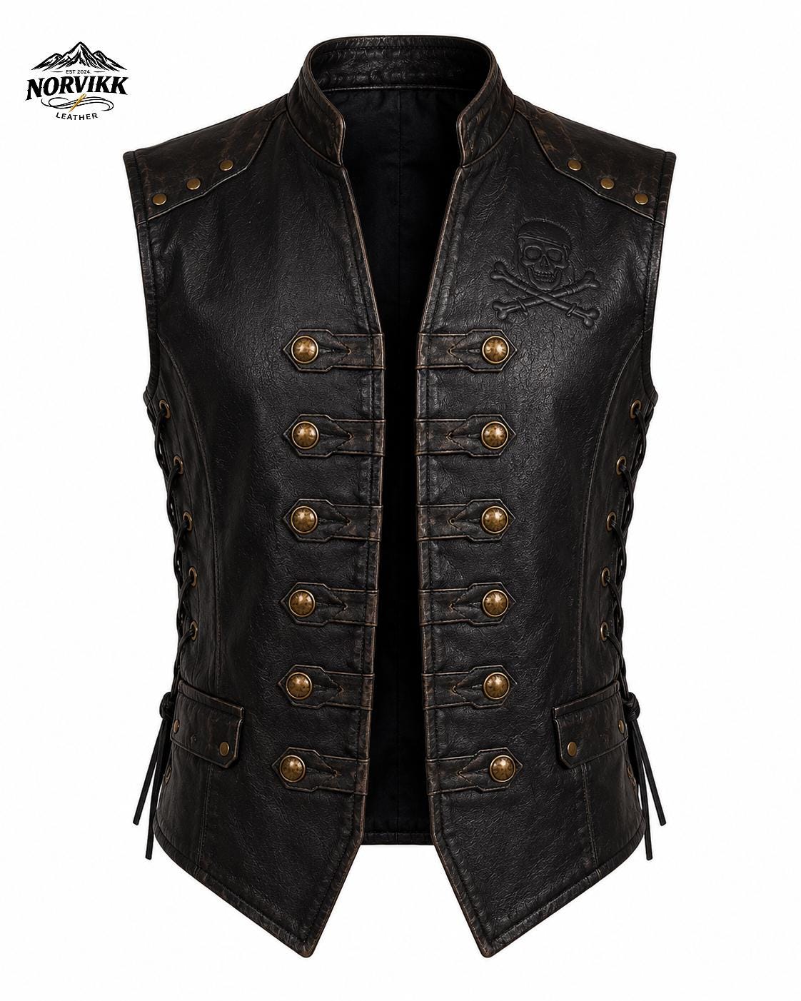 Viking Jacket - Handmade Viking Leather Jacket for Men Norse Warrior Fur Collar Coat, Medieval