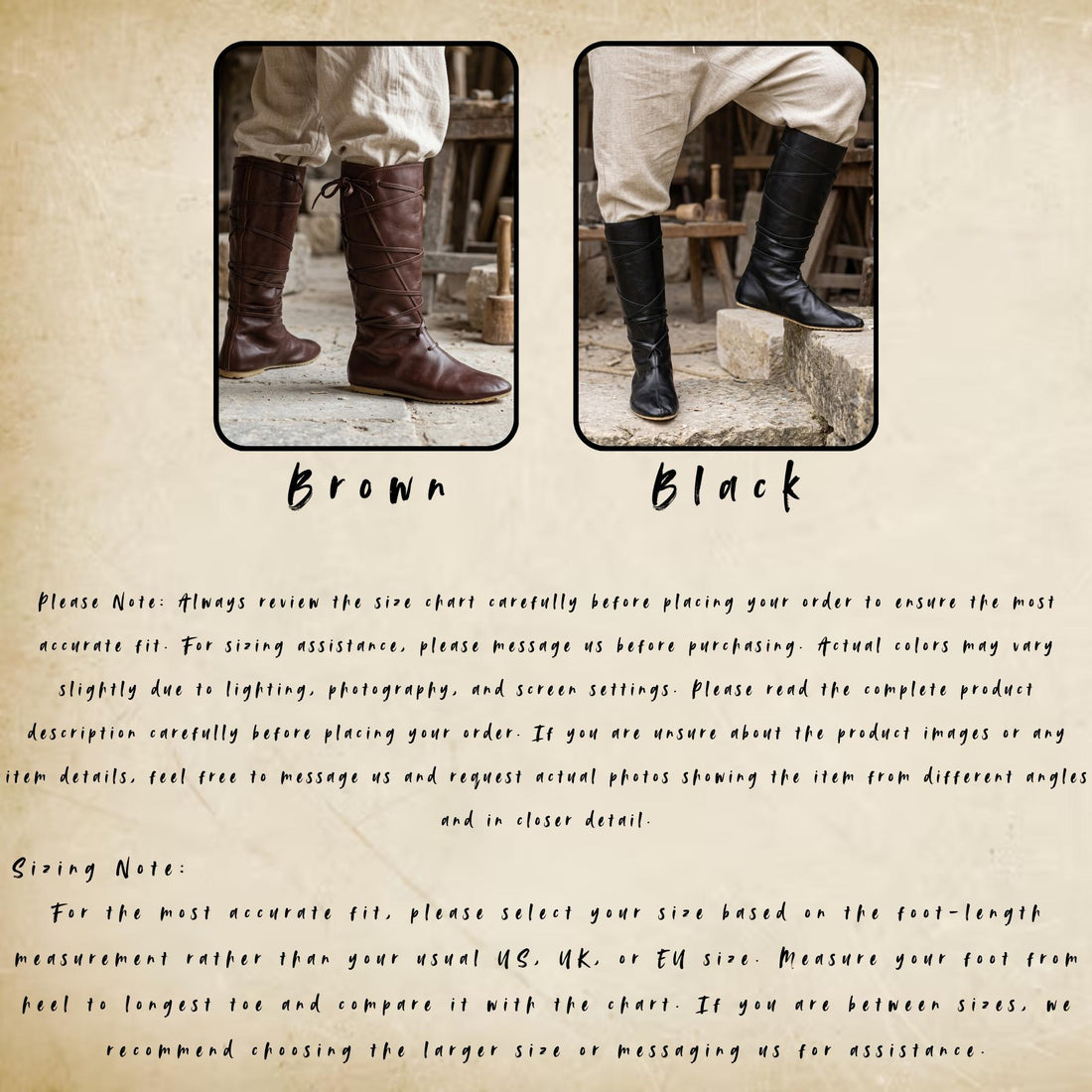 Viking Boots - Medieval Knee High Leather Boots – Renaissance Boots, LARP Footwear, Viking Boots