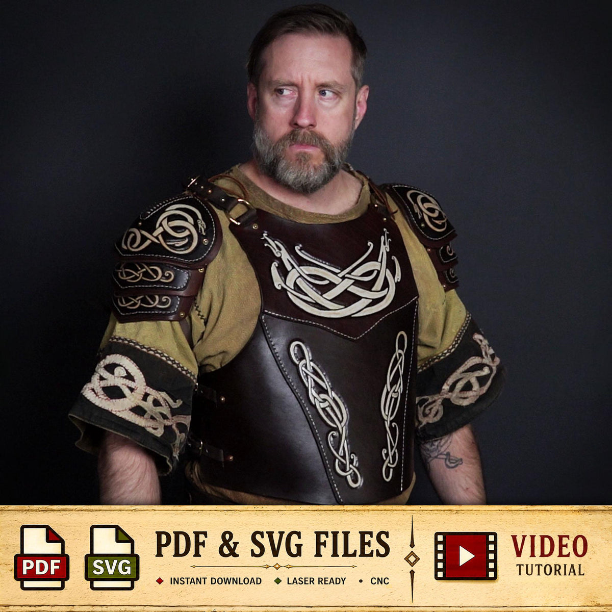 Viking Jacket - Viking Leather Vest Fur Collar Armor Medieval Norse Warrior Costume LARP Leather