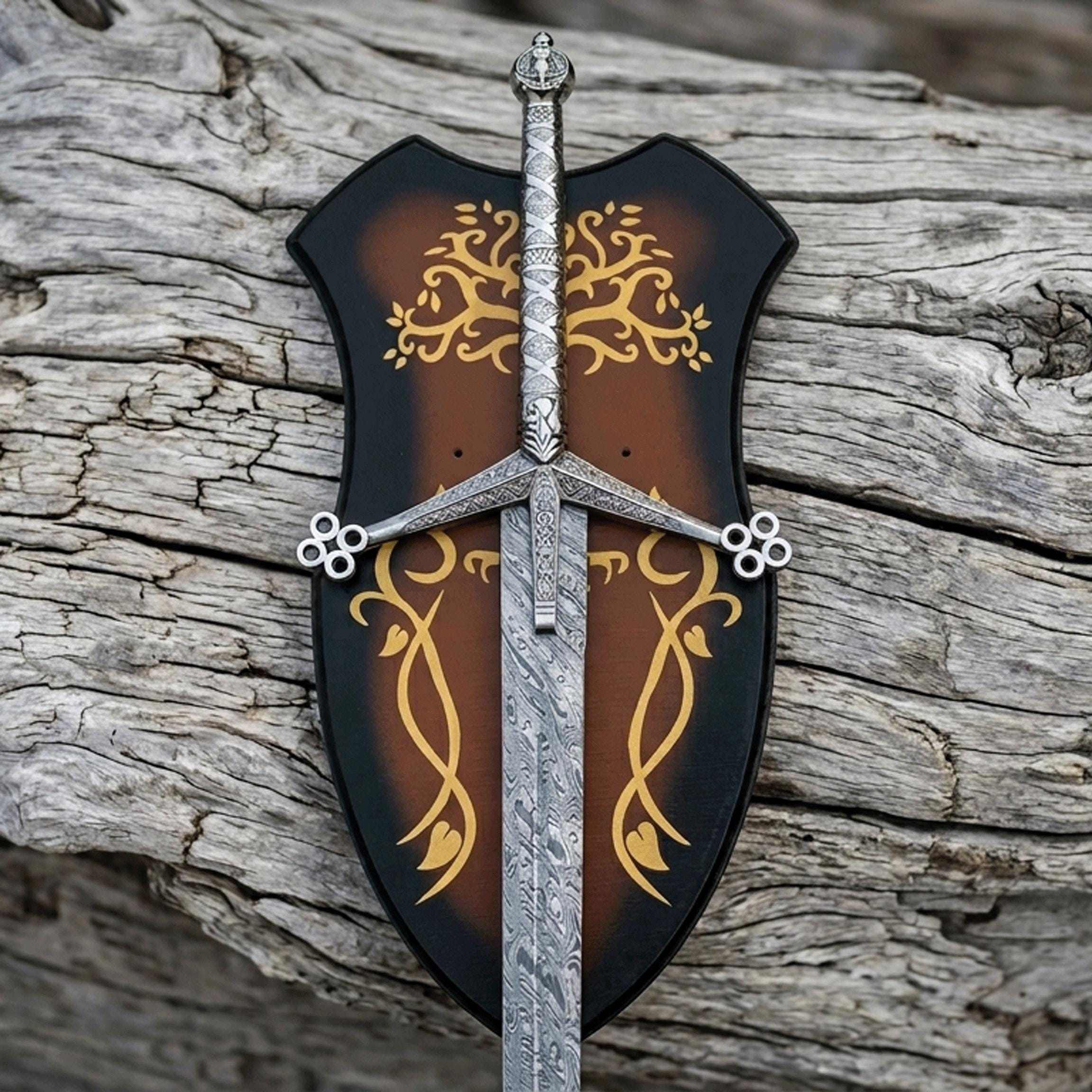 Viking Costume & LARP - Hand Crafted Northmen Damascus Steel Viking Sword, Custom Handmade Blade