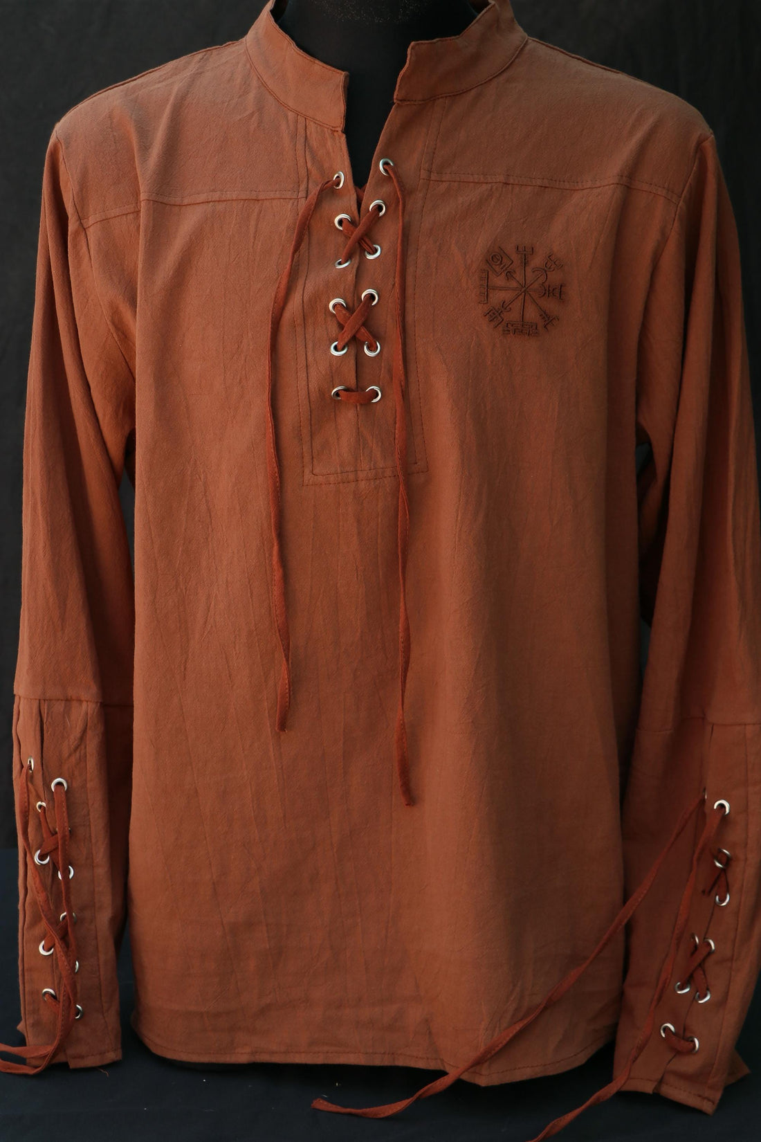 Viking T-Shirt - Viking Shirt for Men, Medieval Lace-Up Tunic, Norse Warrior Costume Renaissance