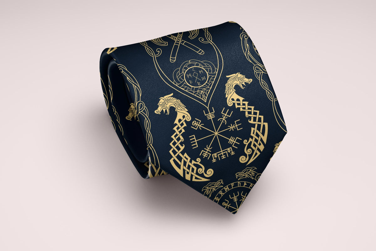 Viking Vegvisir Compass Leather Accessory - Viking Tie, Norse Necktie, Vegvisir Tie, Viking Wedding