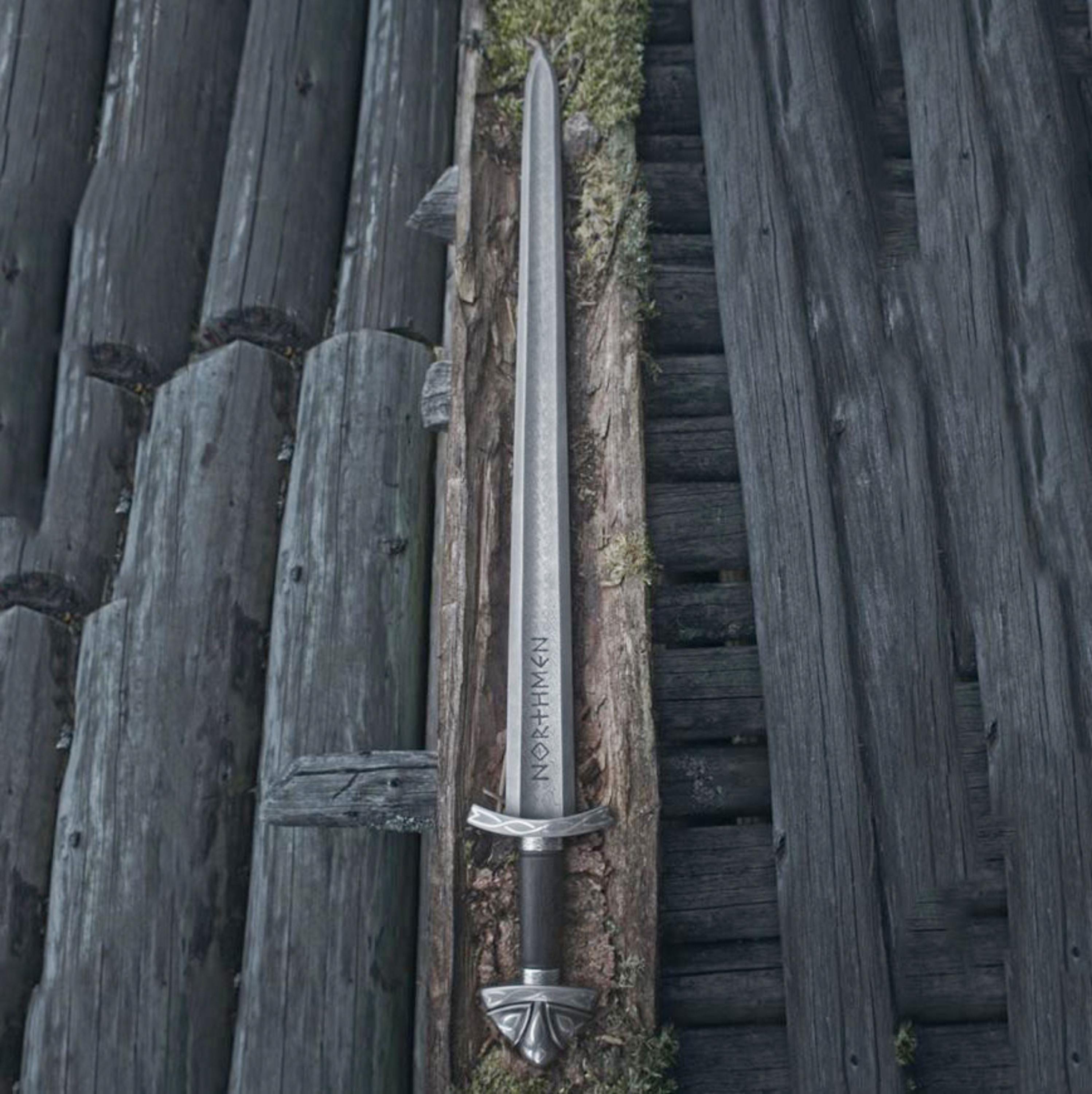 Viking Weapon Replica - Handmade Damascus Steel Celtic Leaf Sword, Viking Medieval Display Sword