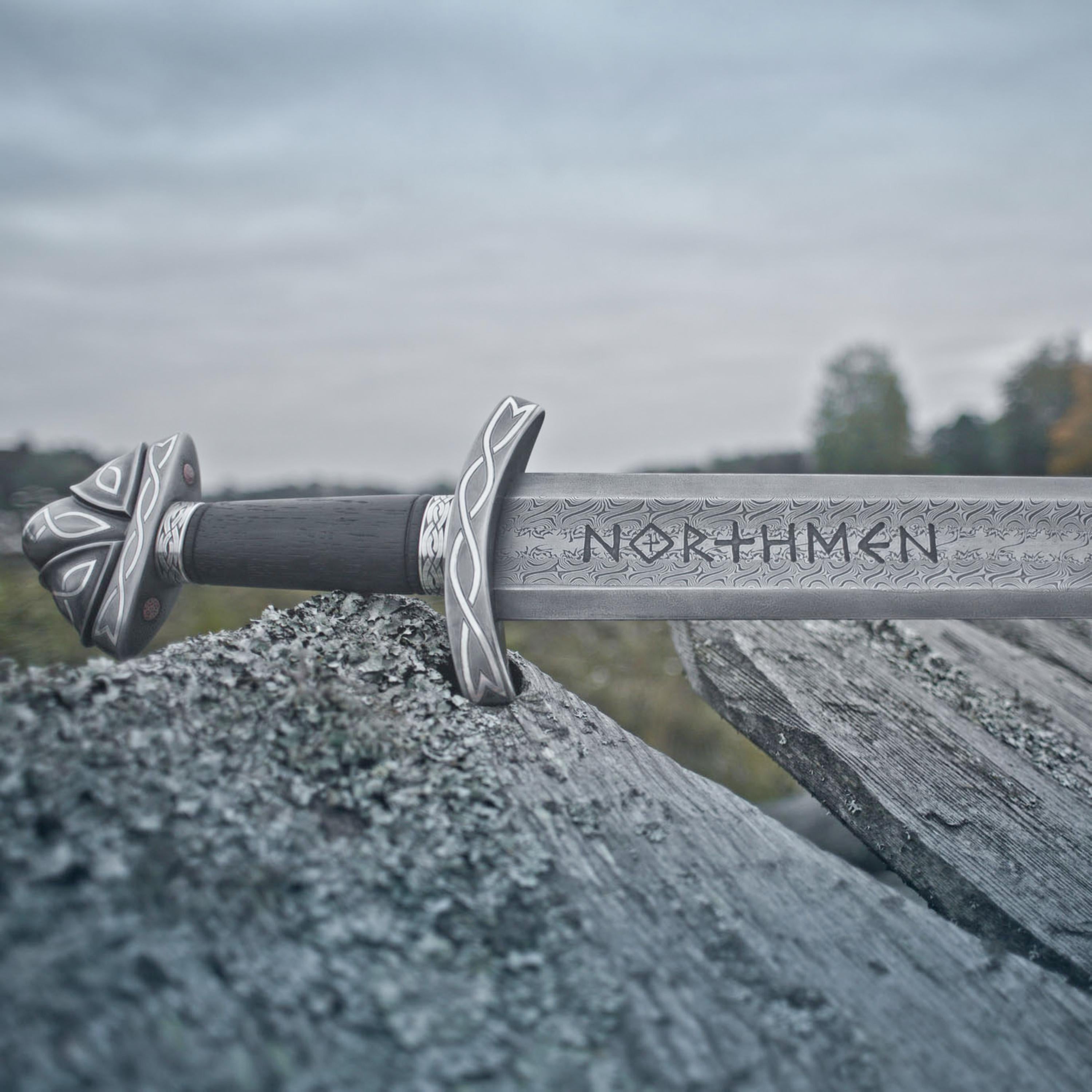 Viking Weapon Replica - Handmade Damascus Steel Celtic Leaf Sword, Viking Medieval Display Sword