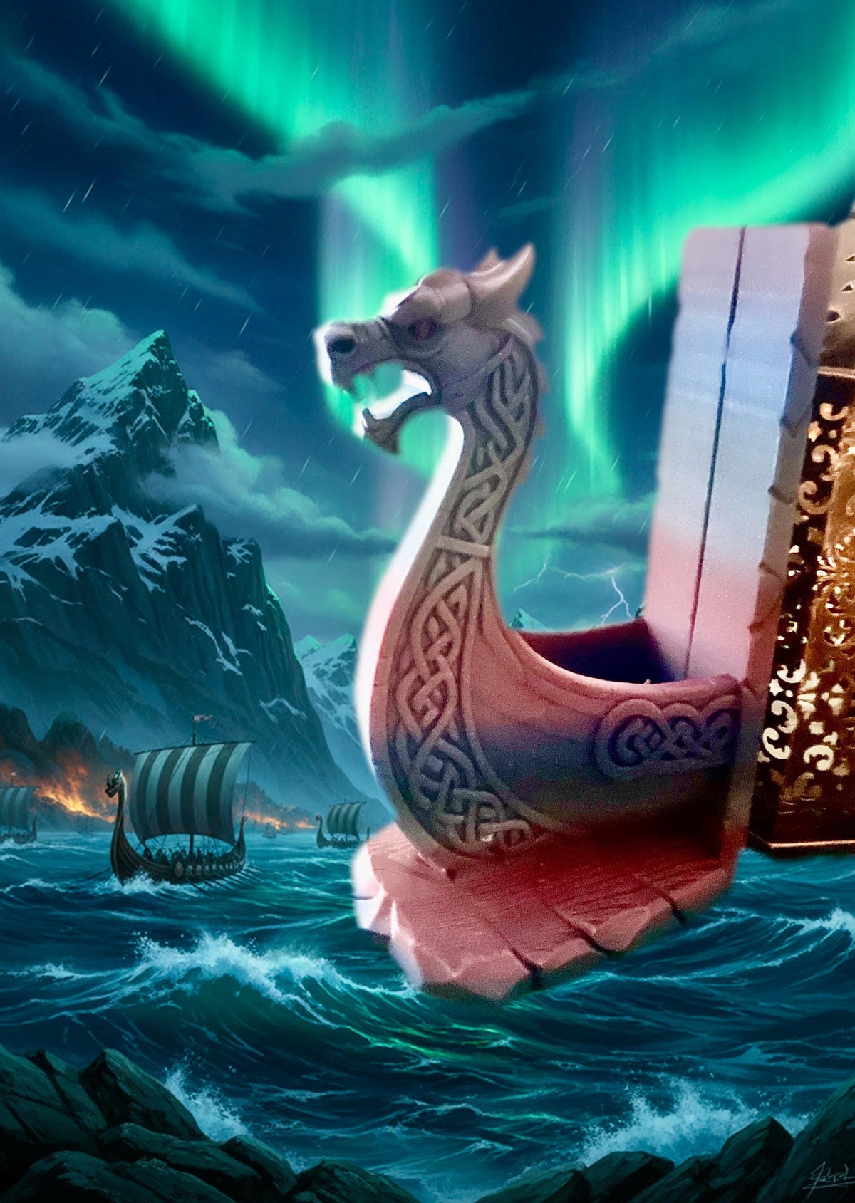 Viking Home Decor - Viking Ship Bookshelf Decor