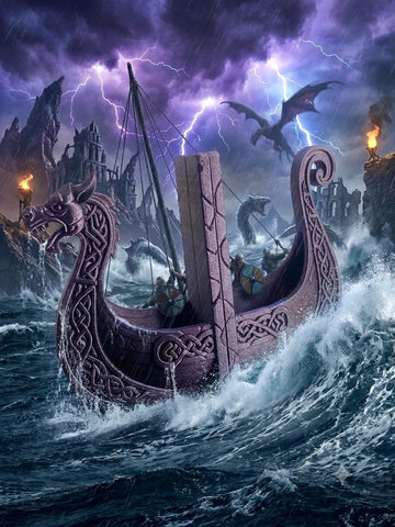 Viking Home Decor - Viking Ship Bookshelf Decor