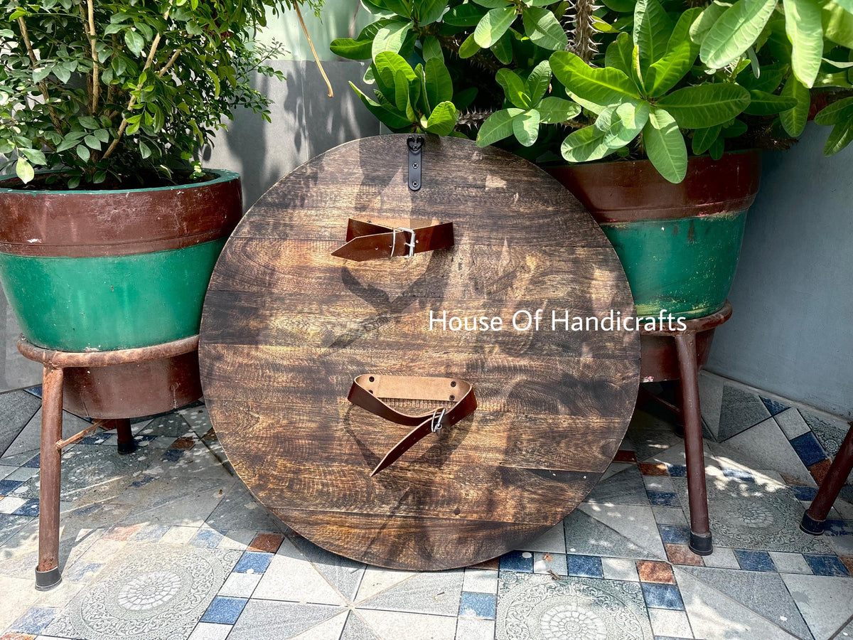 Viking Rune Weapon Replica - Handmade Viking Wooden Shield, Helm of Awe, Runes, Celtic Knots Wall