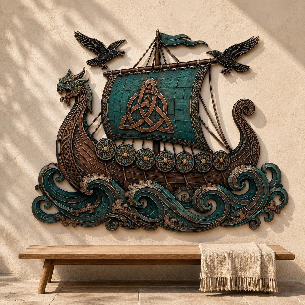 Viking Blanket - Viking Ship Wall Art, Nordic Ship Wall Art, Viking Ship Wall Decor, Viking Ship