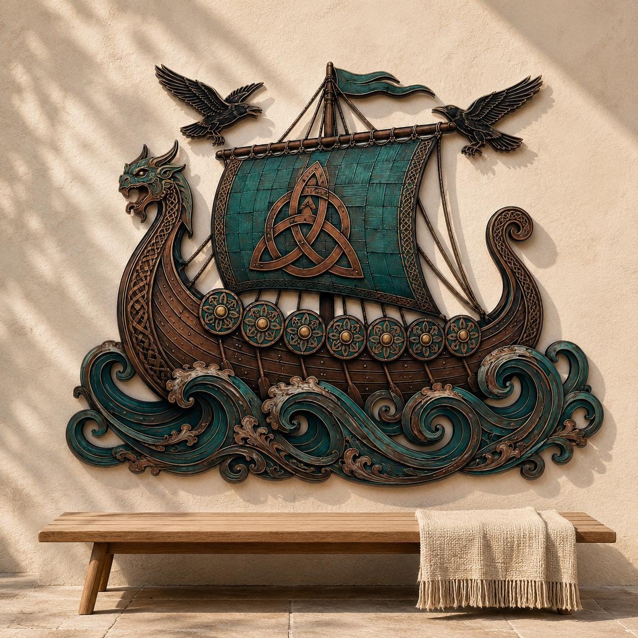 Viking Blanket - Viking Ship Wall Art, Nordic Ship Wall Art, Viking Ship Wall Decor, Viking Ship