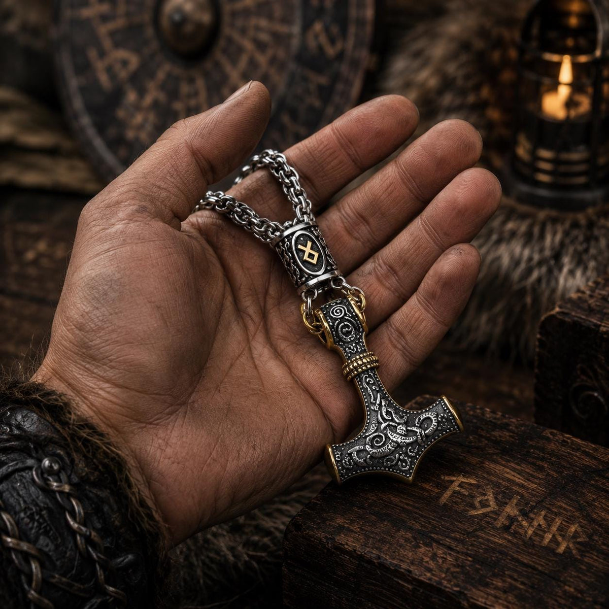 Viking Thor's Hammer Necklace - Thor's Hammer Necklace · Viking Mjolnir Pendant · Norse Rune