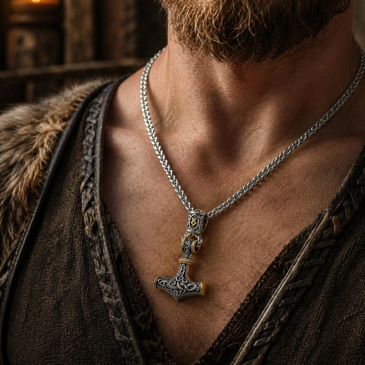 Viking Thor's Hammer Necklace - Thor's Hammer Necklace · Viking Mjolnir Pendant · Norse Rune